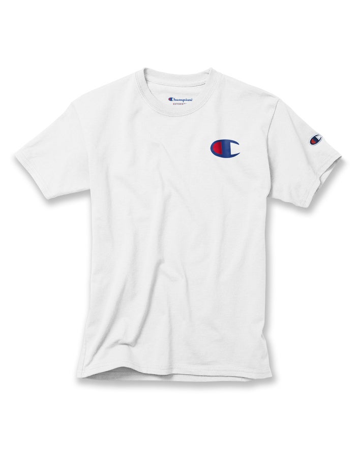 Champion Cotton Big C Logo Erkek Çocuk Tişört Beyaz ( JDTGRL032 )